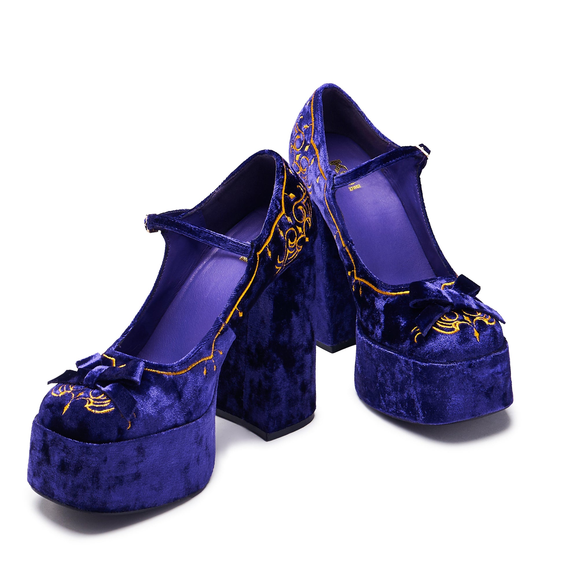 KOI Footwear - Royal Manor Velvet Platform Heels - Purple