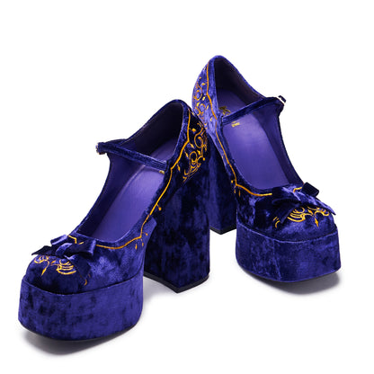 KOI Footwear - Royal Manor Velvet Platform Heels - Purple