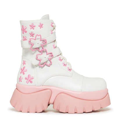 KOI Footwear - Sakura Miku Cherry Blossom ‘Monster’ Boots - White