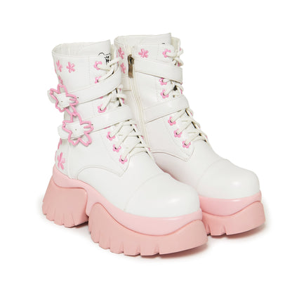 KOI Footwear - Sakura Miku Cherry Blossom ‘Monster’ Boots - White