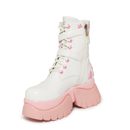 KOI Footwear - Sakura Miku Cherry Blossom ‘Monster’ Boots - White