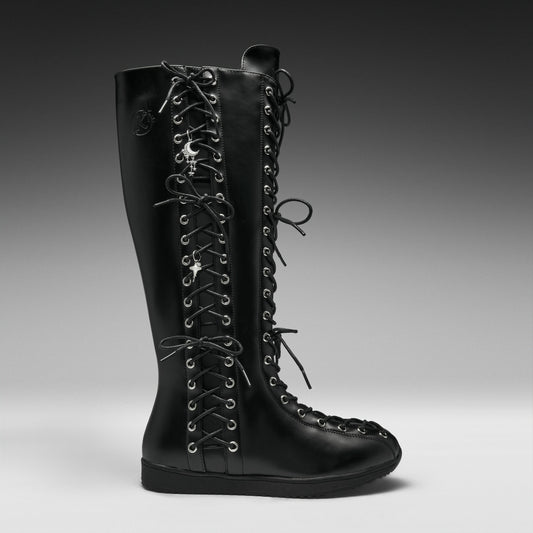 KOI Footwear - Numinous Lace Up Charm Long Boots -Black