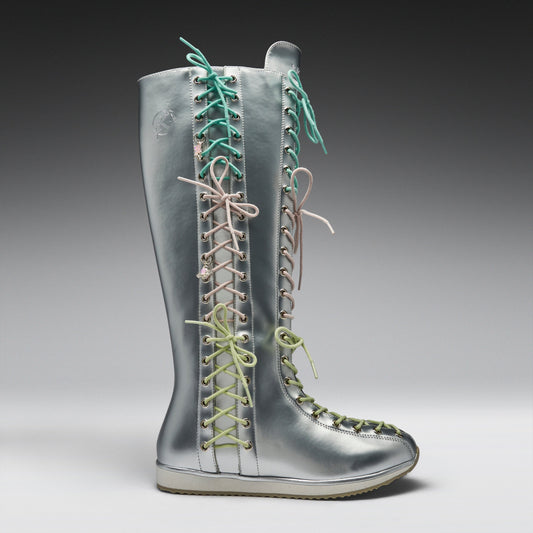 KOI Footwear - Numinous Lace Up Charm Long Boots -Silver