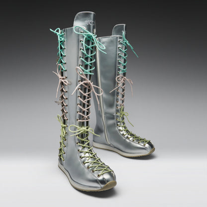 KOI Footwear - Numinous Lace Up Charm Long Boots -Silver