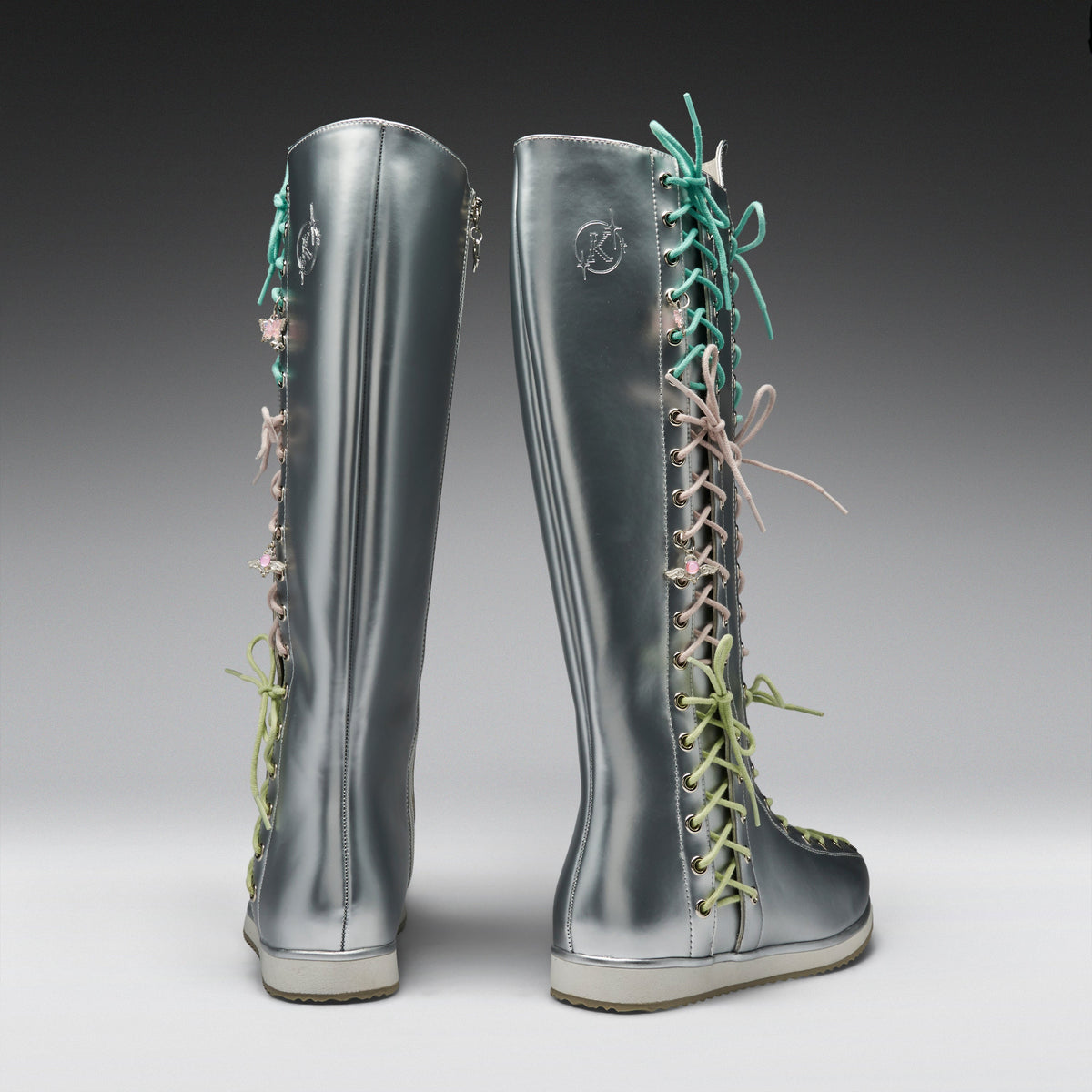 KOI Footwear - Numinous Lace Up Charm Long Boots -Silver