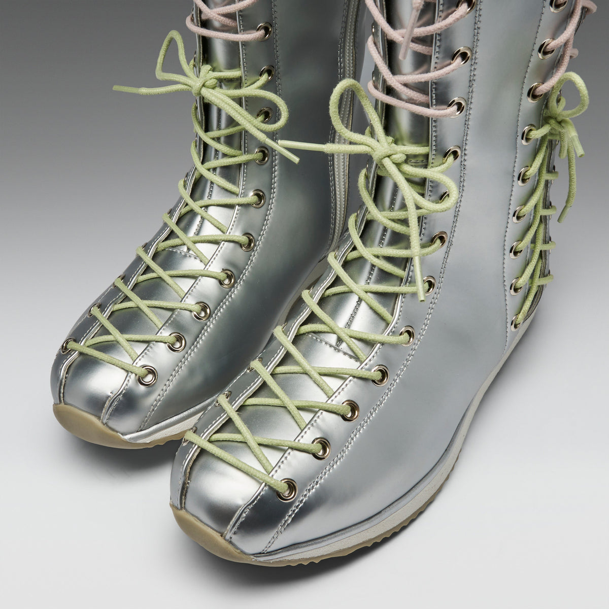 KOI Footwear - Numinous Lace Up Charm Long Boots -Silver