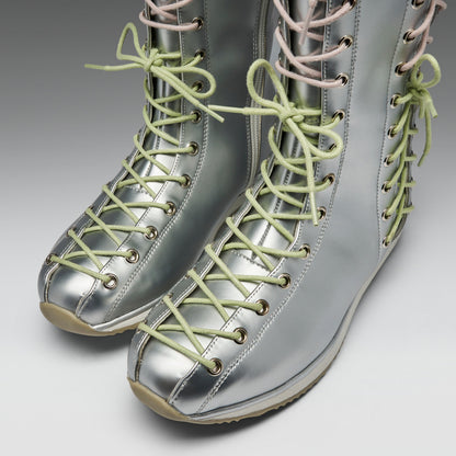 KOI Footwear - Numinous Lace Up Charm Long Boots -Silver