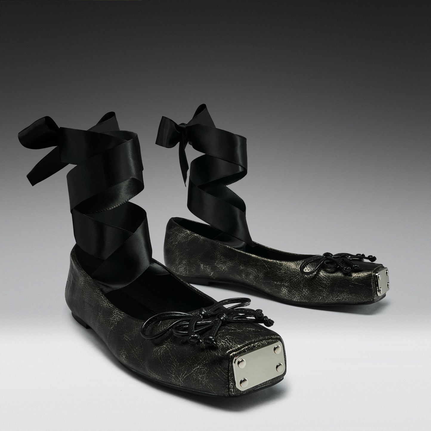 KOI Footwear - Blithe Metal Toe Ballet Flats - Cracked Grey