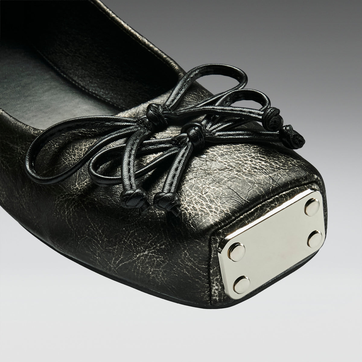 KOI Footwear - Blithe Metal Toe Ballet Flats - Cracked Grey