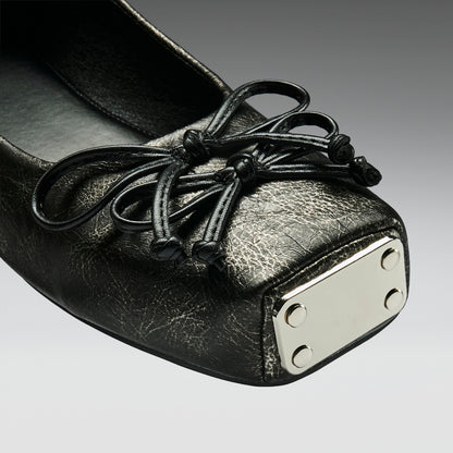 KOI Footwear - Blithe Metal Toe Ballet Flats - Cracked Grey