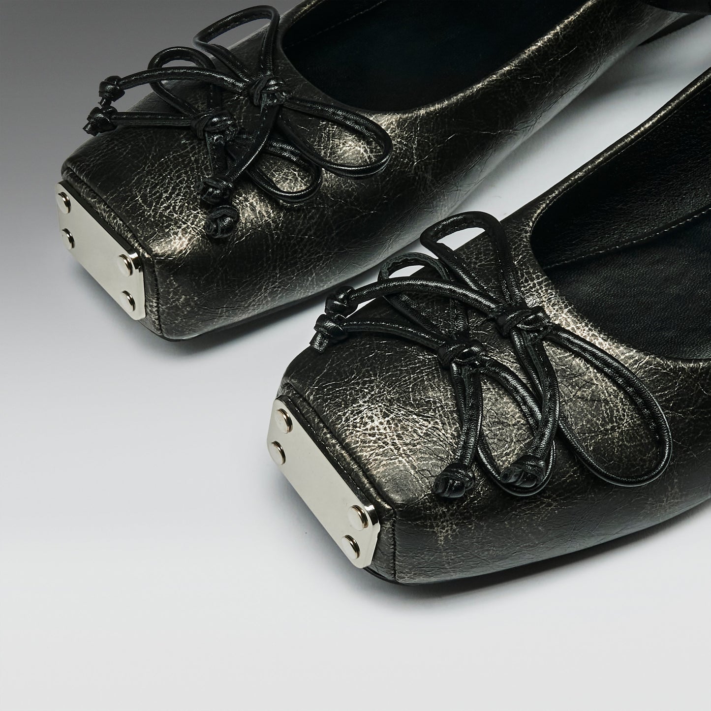 KOI Footwear - Blithe Metal Toe Ballet Flats - Cracked Grey