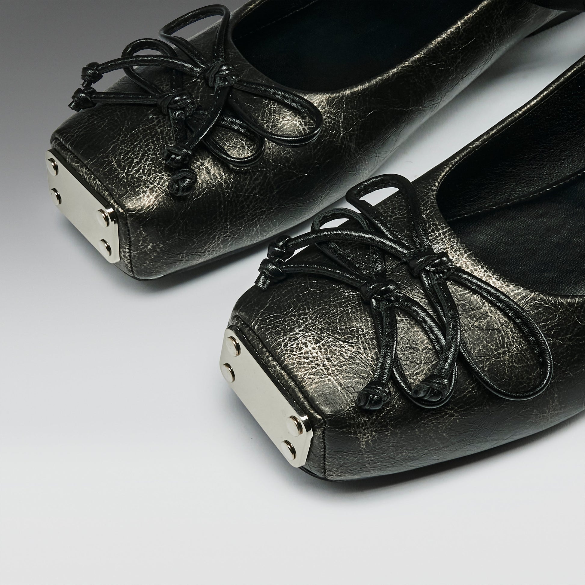 KOI Footwear - Blithe Metal Toe Ballet Flats - Cracked Grey