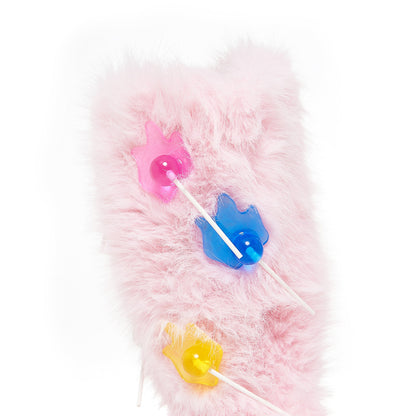 KOI Footwear - Hairy Lollipop Fluffy Boots - Candy Pink