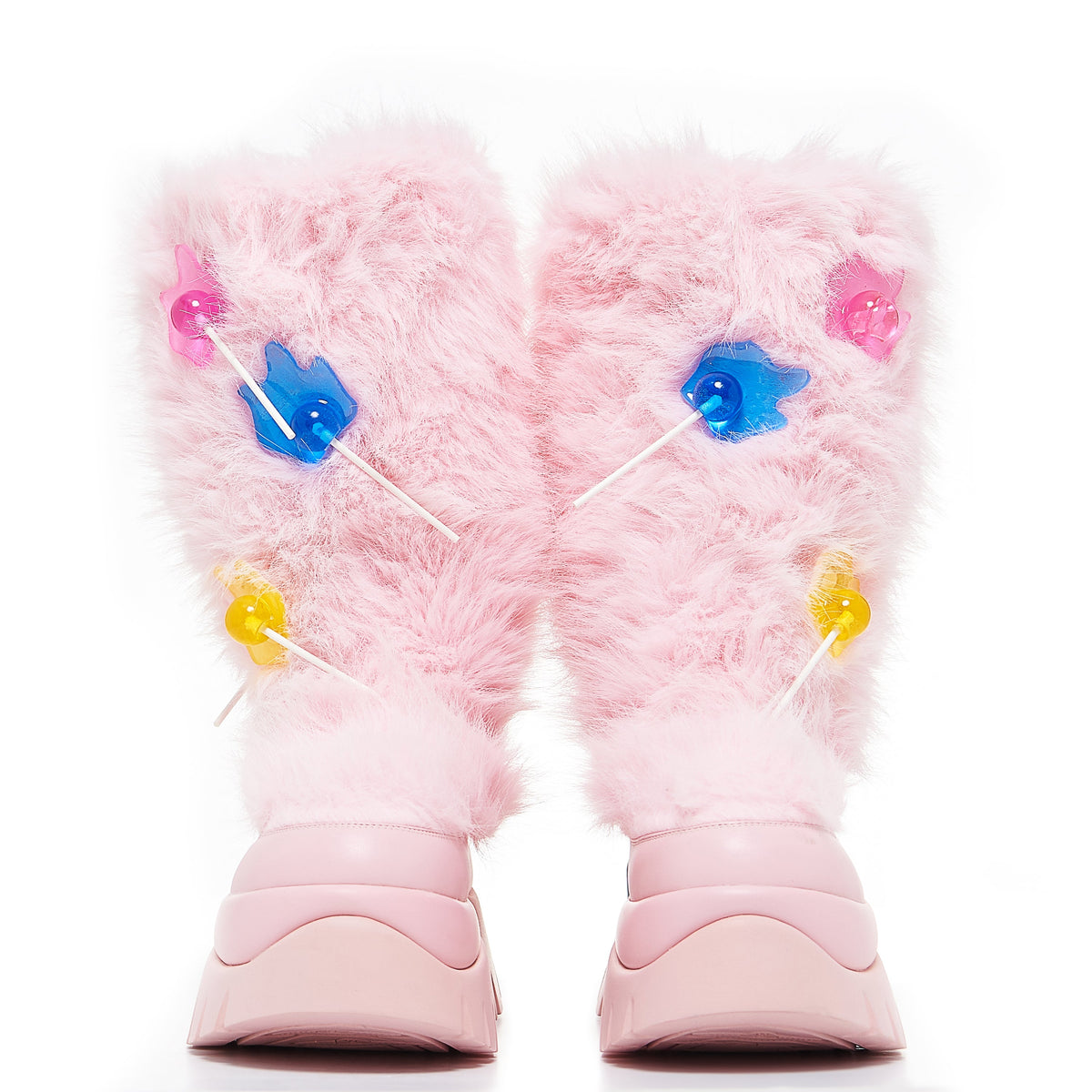 KOI Footwear - Hairy Lollipop Fluffy Boots - Candy Pink