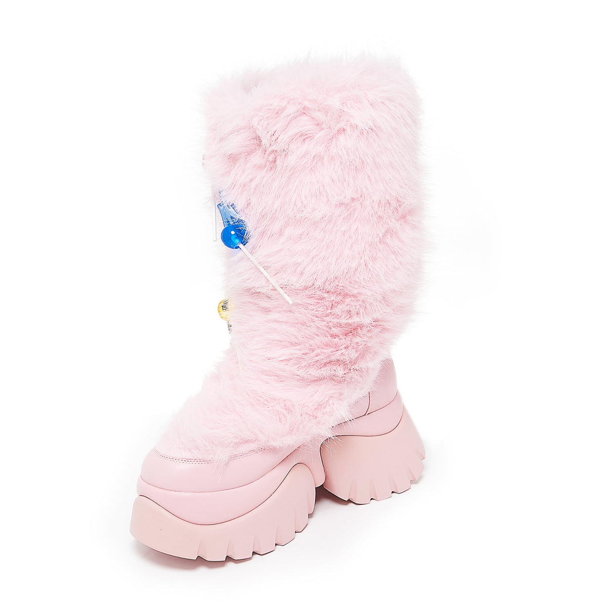 KOI Footwear - Hairy Lollipop Fluffy Boots - Candy Pink