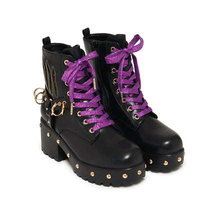 KOI Footwear - MONSTER HIGH Lucia Werewolf Military Studded Boots - Black