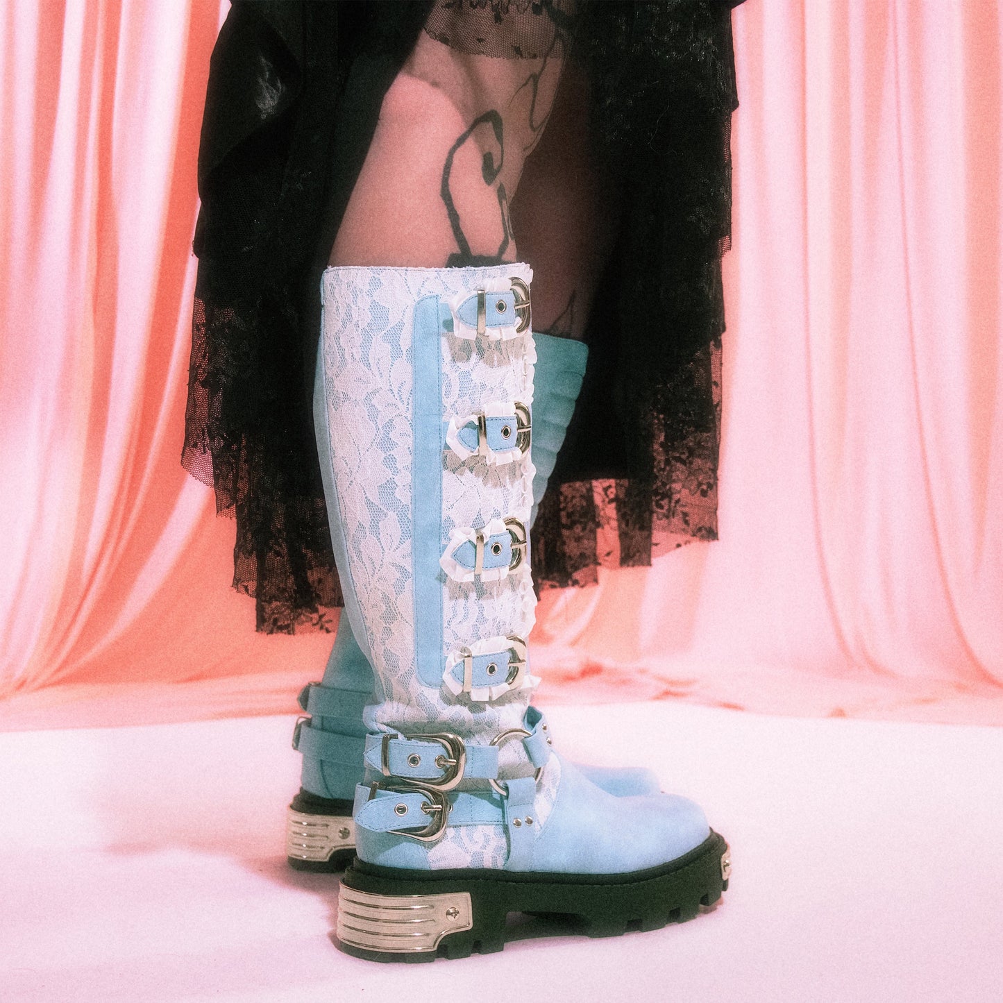 KOI Footwear - Jazmin Bean x KOI Blue Inside Whimsical Long Boots