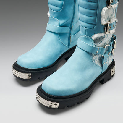 KOI Footwear - Jazmin Bean x KOI Blue Inside Whimsical Long Boots