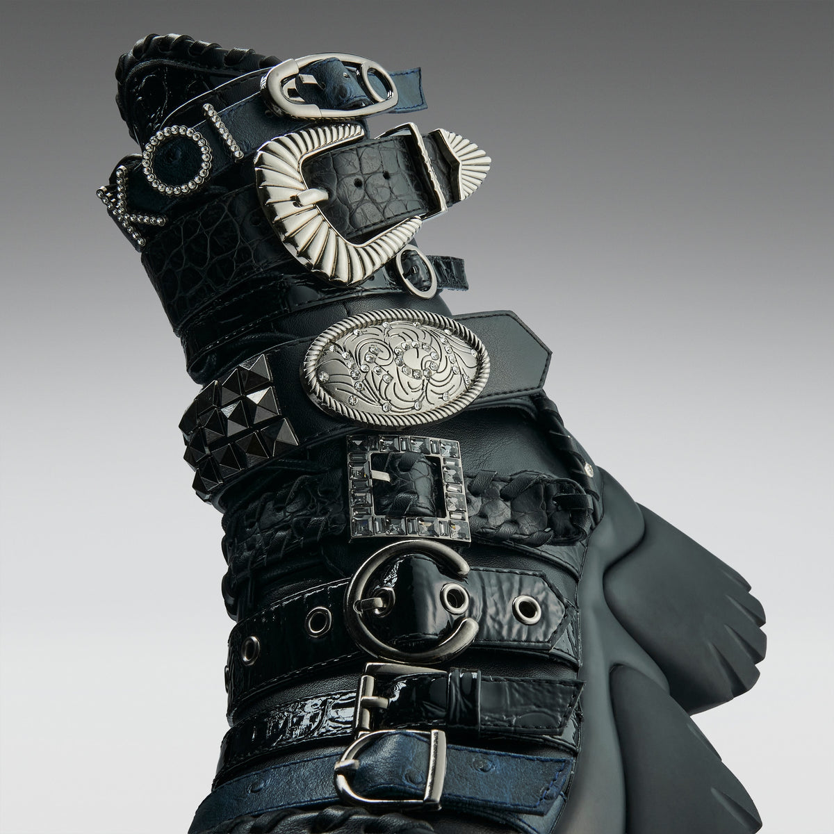 KOI Footwear - Enchained Belt Monster Boots - Black