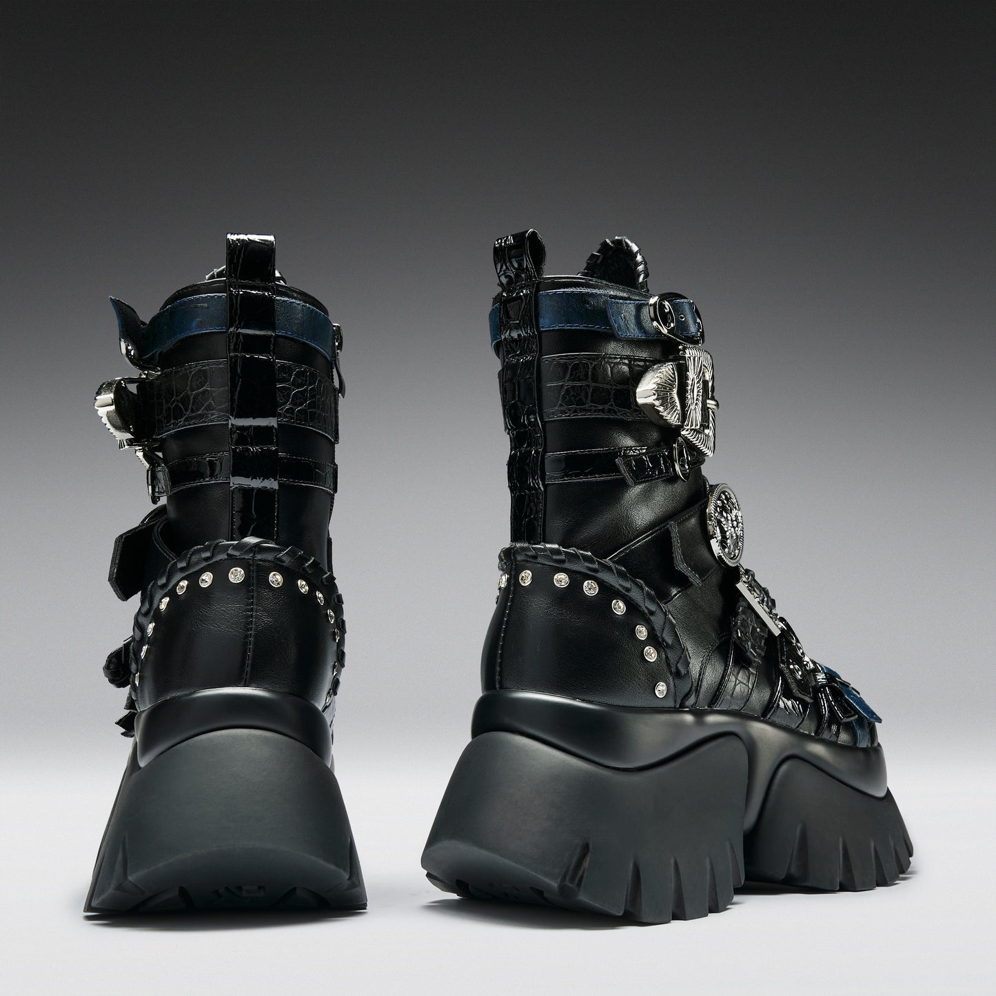 KOI Footwear - Enchained Belt Monster Boots - Black