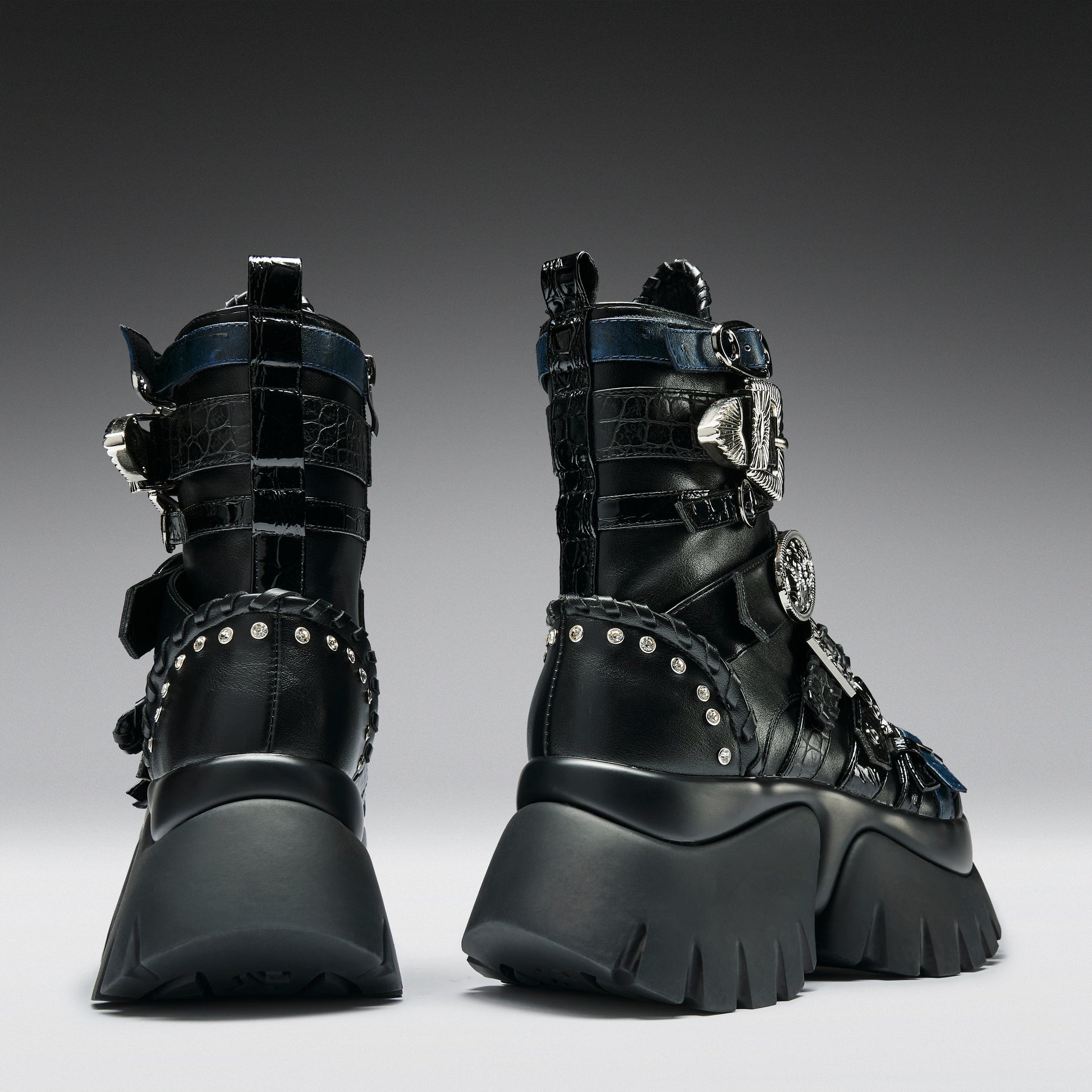 KOI Footwear - Enchained Belt Monster Boots - Black