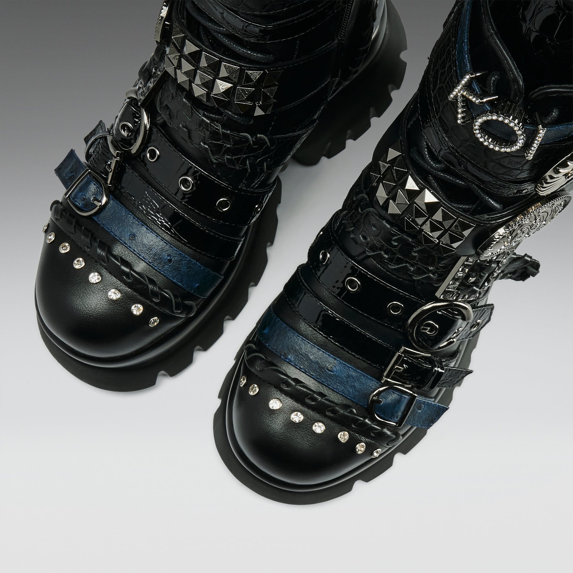 KOI Footwear - Enchained Belt Monster Boots - Black