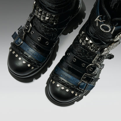 KOI Footwear - Enchained Belt Monster Boots - Black